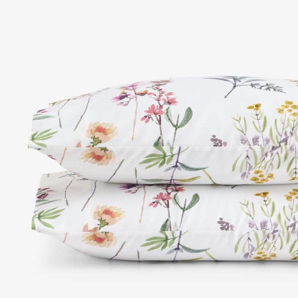 Company Cotton Blooming Garden Sateen White Multi Standard Pillowcase (Set of 2)