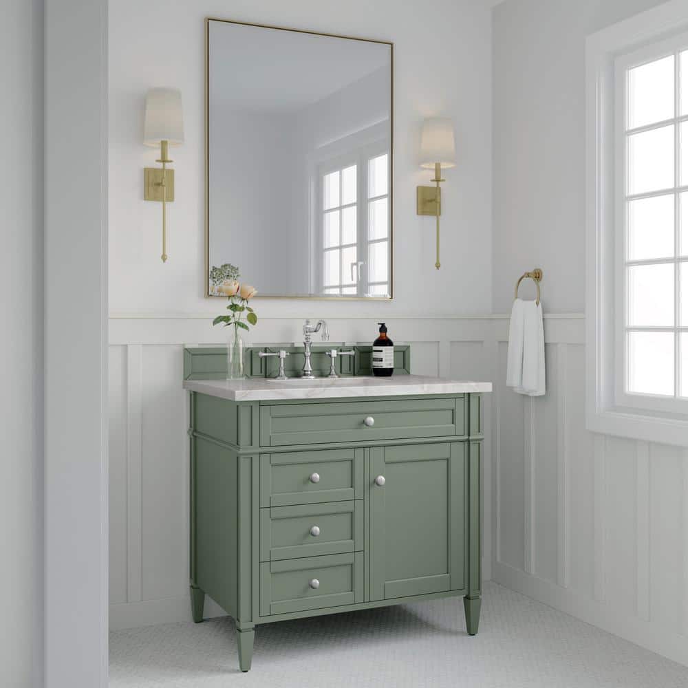 Brittany 36.0 in. W x 23.5 in. D x 33.8 in. H Single Bath Vanity in Smokey Celadon with Victorian Silver Quartz Top price history on PriceWatchPro