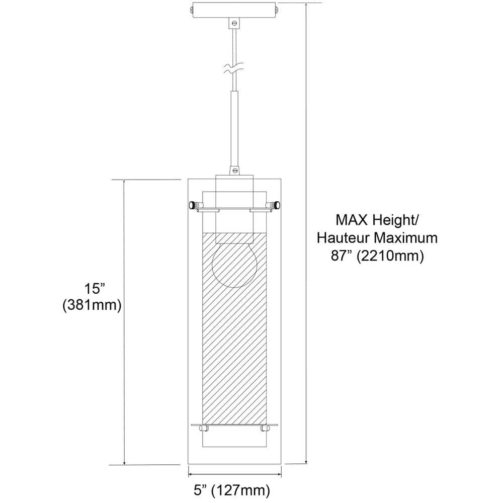 Matte Black and Clear Glass Cylinder Pendant Light
