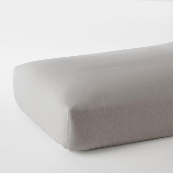 The Company Store Solid Washed Gray Linen Twin Fitted Sheet