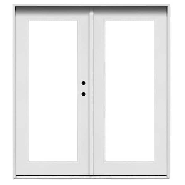 72 in. x 80 in. White Universal Inswing Premium Fiberglass LOE Glass Hinged Patio Door