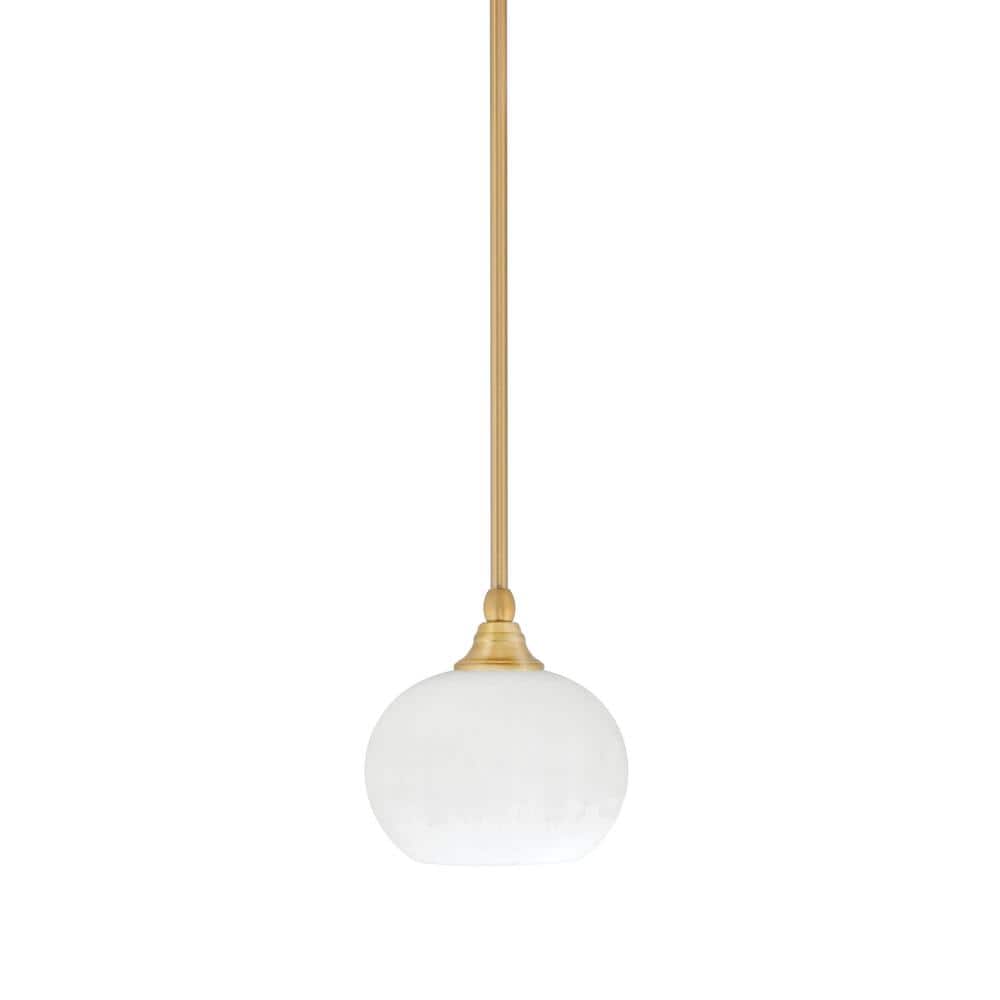 Sparta 100-Watt 1-Light New Age Brass Shaded Pendant Light Mini Pendant wit