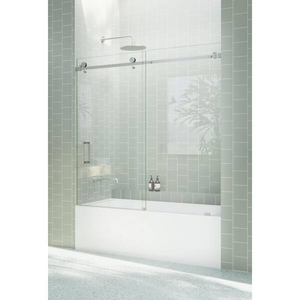 Glass Warehouse 72 in. W x 60 in. H Sliding Frameless Shower Door