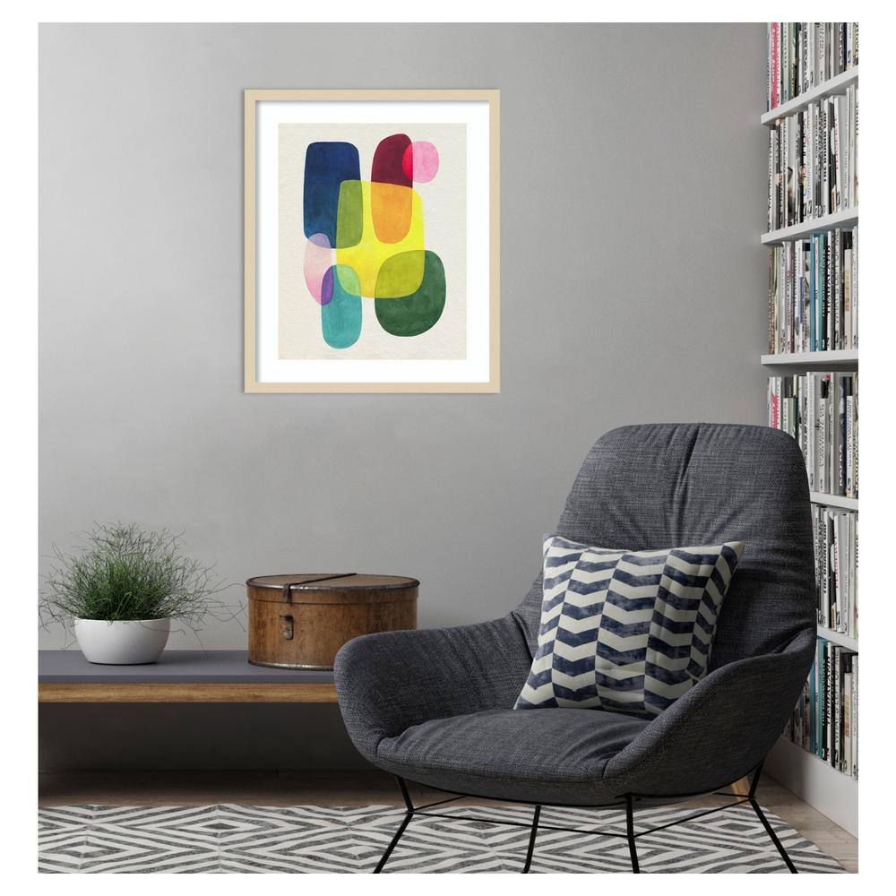 Sunlit Spectrum II Abstract Giclee Print with Natural Wood Frame