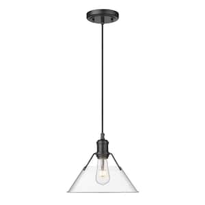 Orwell 100-Watt 1-Light Matte Black and Clear Glass Pendant Light