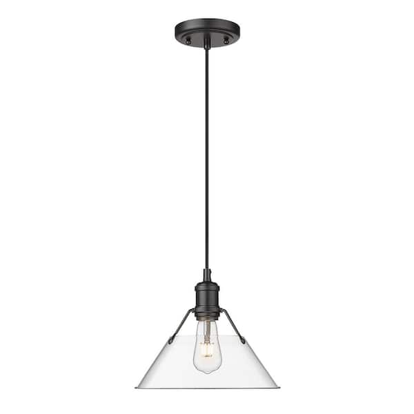 Golden Lighting Orwell 100-Watt 1-Light Matte Black and Clear Glass Pendant Light