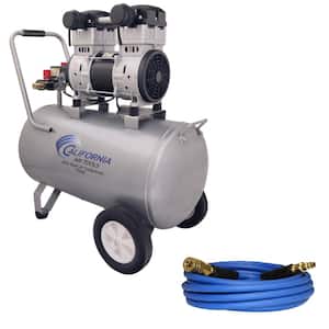 15020CH UltraQuiet OilFree 2HP 15Gal Steel Electric Air Compressor with 50' air hose with 1/4 Industrial Quick Connects