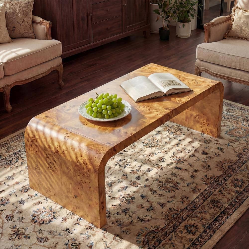 "48"" Handcrafted Burl Wood Coffee Table - Sleek Curved Silhouette, Premium Natural Wood Centerpiece" price history on PriceWatchPro