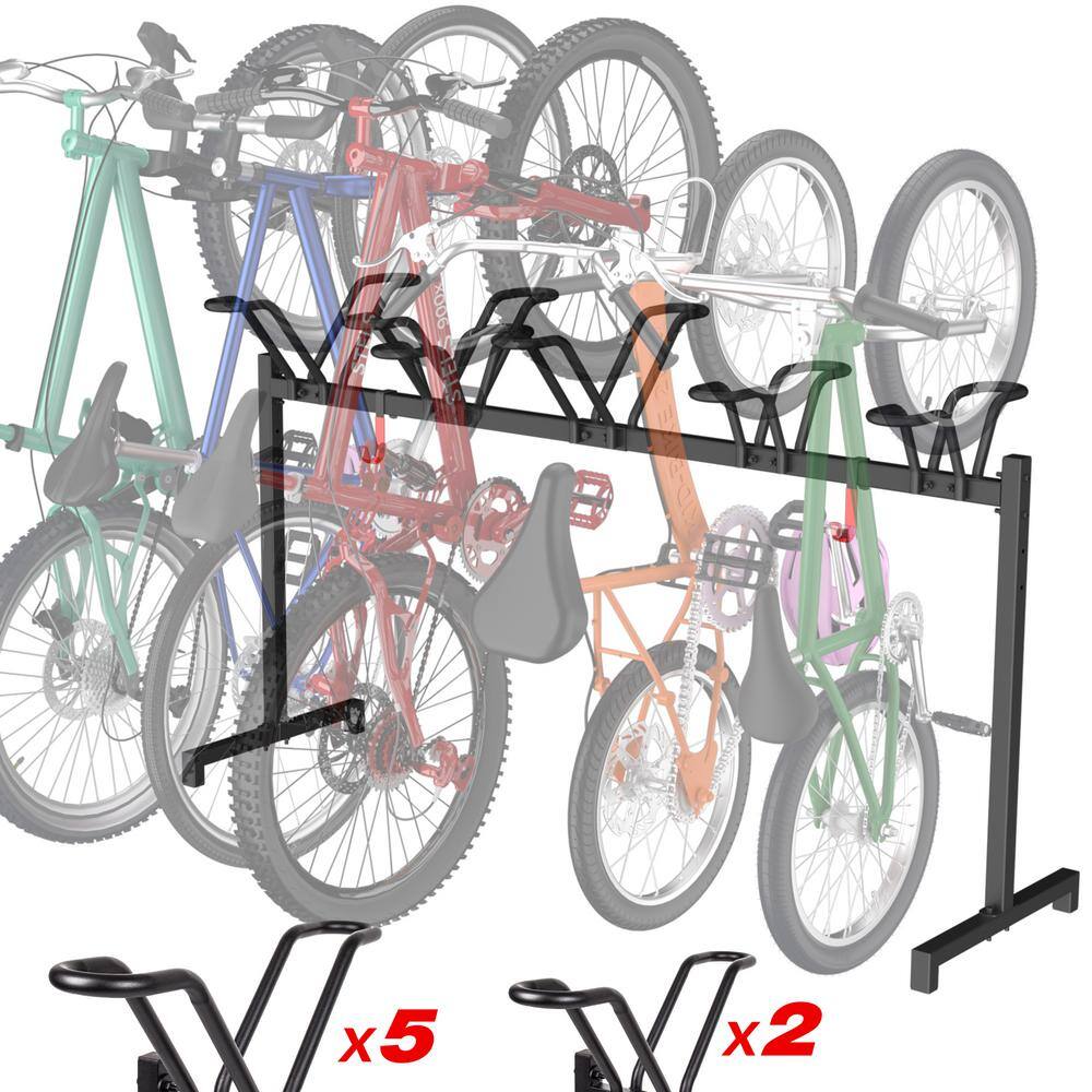 thumbnail image 2 of Birdrock Home 3 Bike Stand Rack With Storage - Metal Floor Bicycle Nook - Road, Mountain, Hybrid Or Kids Bikes - Black 2 of 11