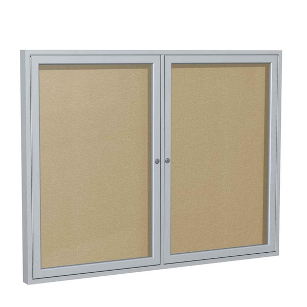 2-Door Enclosed 36 in. x 60 in. Bulletin Board, Vinyl, Caramel, (1-Pack)