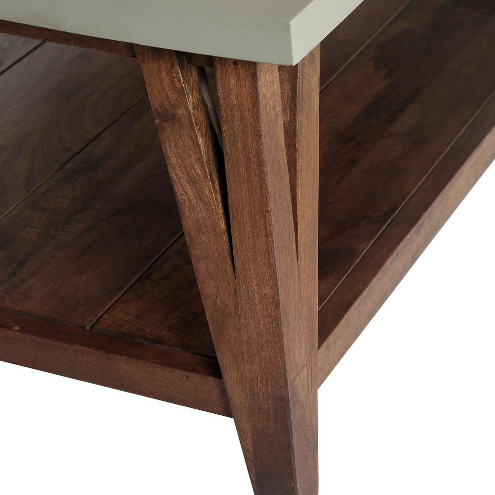 Brookside Light Brown Wood Coffee Table with Concrete Top