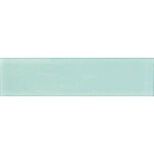 Light Blue 4 in. x 16 in. Polished Glass Mosaic Tile (5.33 sq. ft./Case)