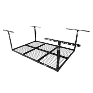 72 x 48 Inch Steel Adjustable Garage Ceiling Storage Rack System, Black