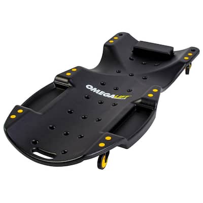 Mechanic Plastic Creeper 48 in. Ergonomic HDPE Body 440 lbs. Capacity with Padded Headrest and Dual Tool Trays in Red