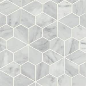 Monet Floral 2 in. x 2 in. Honed White Carrara Marble Mosaic Tile (3.26 sq. ft./Case)