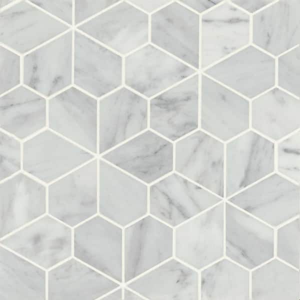 Bedrosians Monet Floral 2 in. x 2 in. Honed White Carrara Marble Mosaic Tile (3.26 sq. ft./Case)