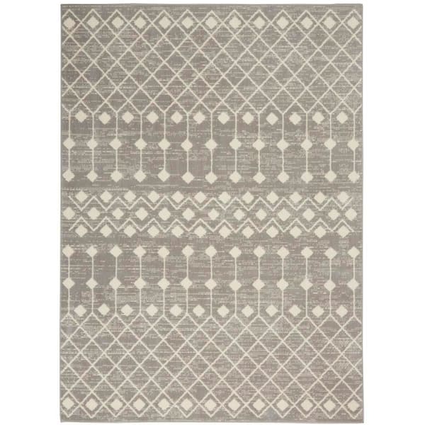 Nourison Grafix Grey 5 ft. x 7 ft. Moroccan Boho Area Rug