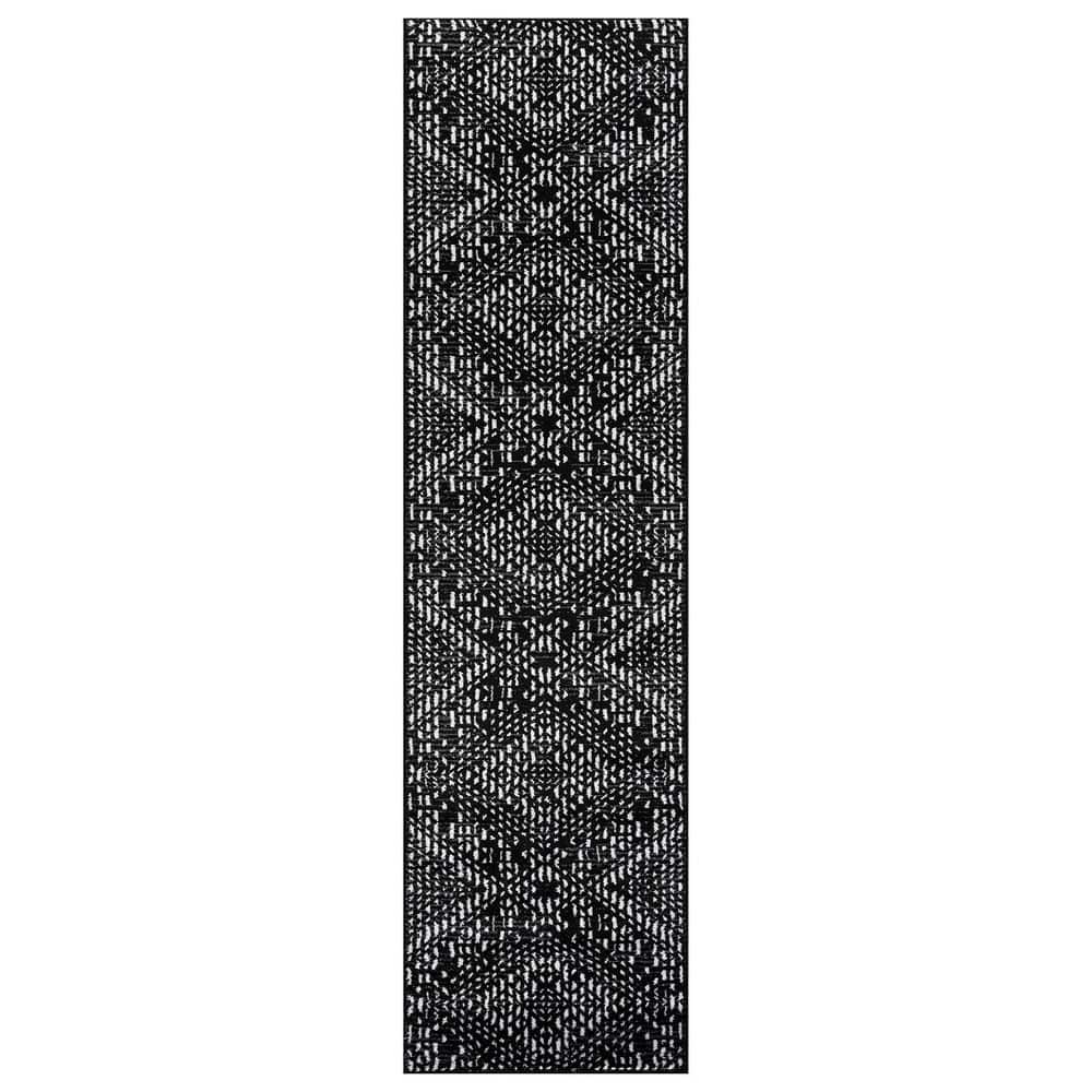 Rasist Rug World Rug Gallery Tribal Pattern Black 2 ft. 3 in. x 8 ft. Runner Rug ...