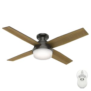 Dempsey 52 in. Low Profile LED Indoor Noble Bronze Ceiling Fan with Light and Remote
