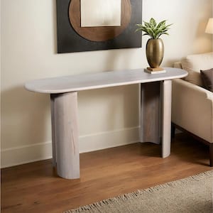 Bennett 58 in. Whitewashed Rectangular Solid Wood Console Table