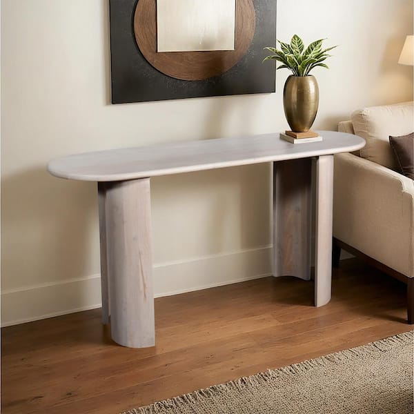 PRIMO INTERNATIONAL Bennett 58 in. Whitewashed Rectangular Solid Wood Console Table