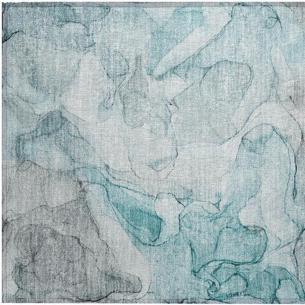 Gray and Ivory 2 ft. x 3 ft. Abstract Indoor/Outdoor Area Rug