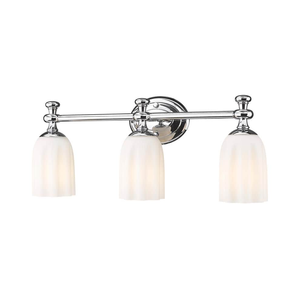 Orion 22 in. 3-Light Chrome Vanity-Light with Opal Etched Glass Shade