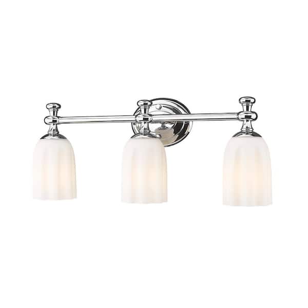Unbranded Orion 22 in. 3-Light Chrome Vanity-Light with Opal Etched Glass Shade
