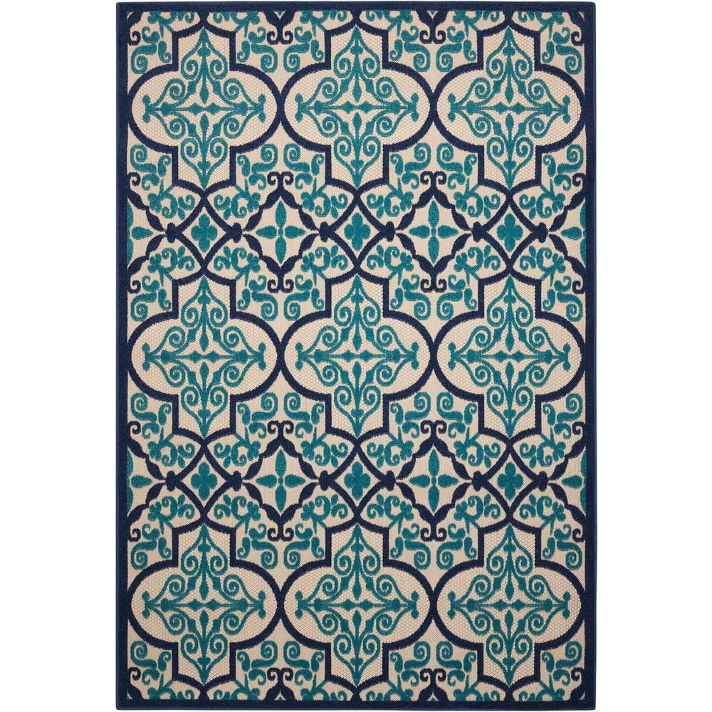 Navy Synthetic Flat Woven 5' x 7' Stain-Resistant Rug