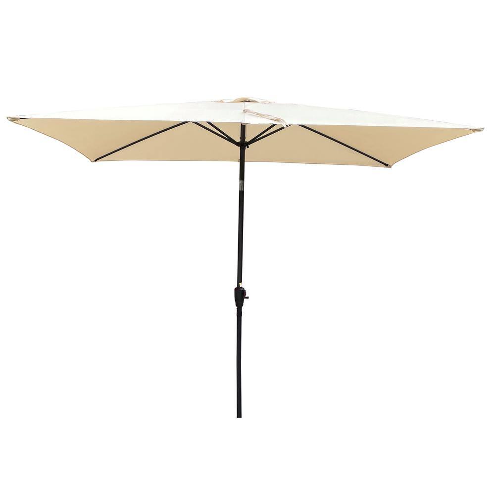 6 x 9ft Steel Beach Umbrella, Market Umbrella with Crank&Push Button Tilt f