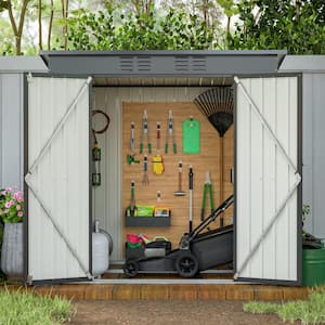 4 ft. W x 6 ft. D Black Metal Storage Shed with 2 Hinged Doors (24 sq. ft.)