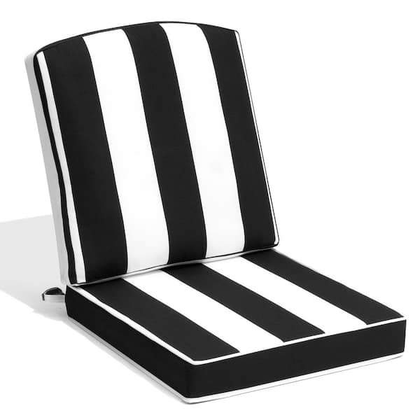 21 x 22 x Outdoor Deep Seat Cushion Set with Tie Replacement Patio Chair Cushion in Black White Stripe