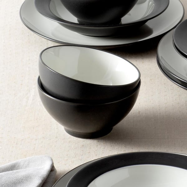 Colorwave Graphite 5.75 in., 20 fl. oz. (Black) Stoneware Rice Bowls, (Set of 4)