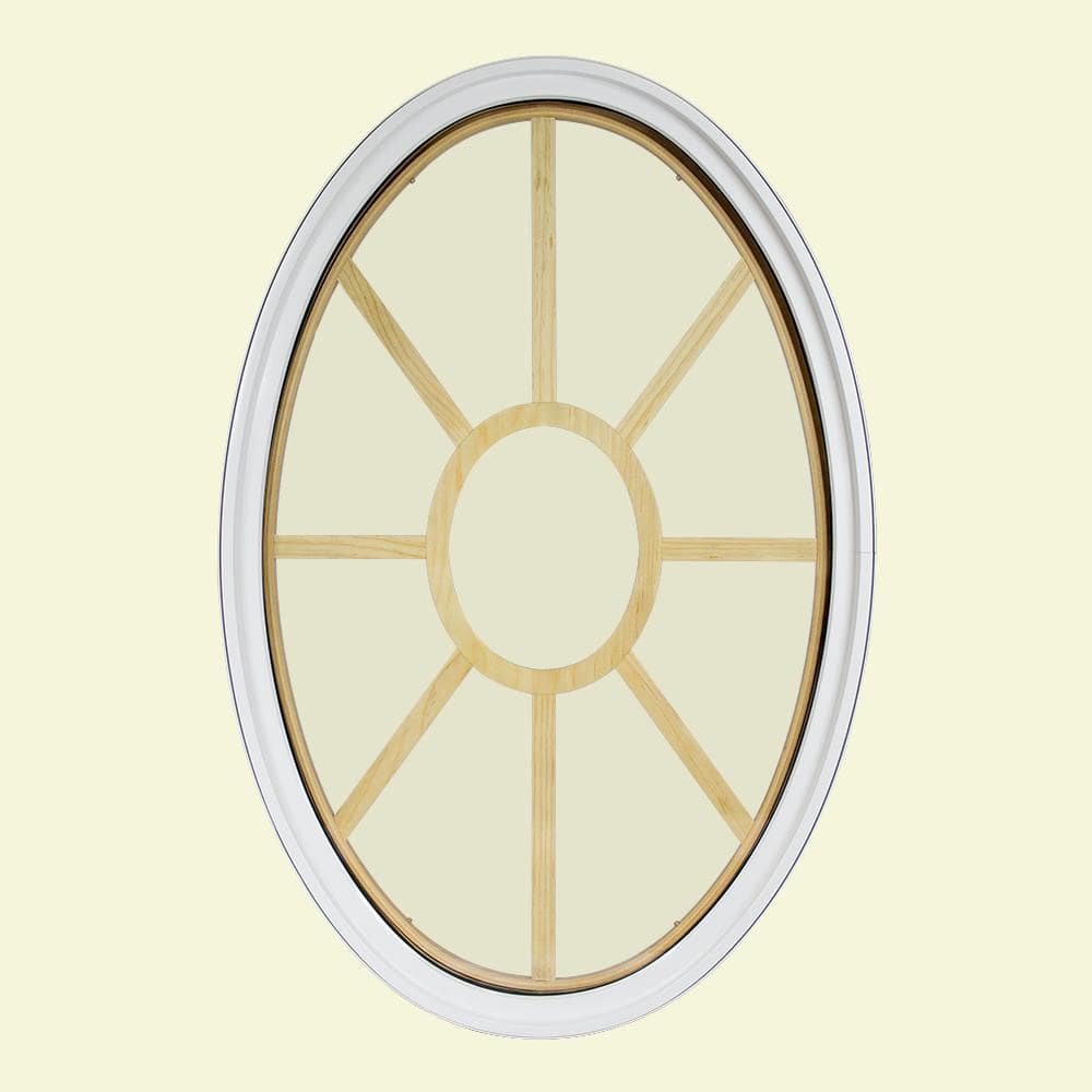 36 in. x 60 in. Oval White 6-9/16 in. Jamb 3-1/2 in. Interior Trim 9-Lite Grille Geometric Aluminum Clad Wood Window price history on PriceWatchPro