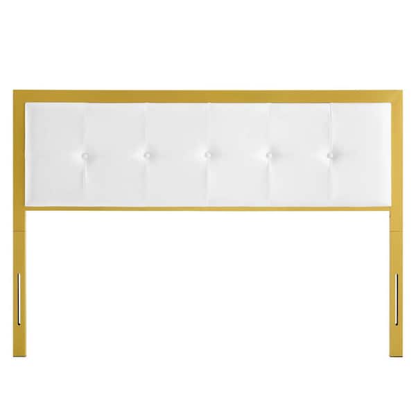 MODWAY Teagan in Gold White Tufted Twin Performance Velvet Headboard