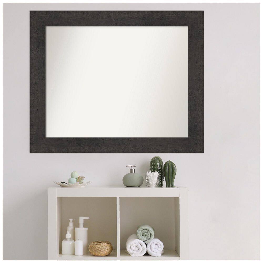 Espresso Wood Rectangular Wall Mount Bathroom Mirror