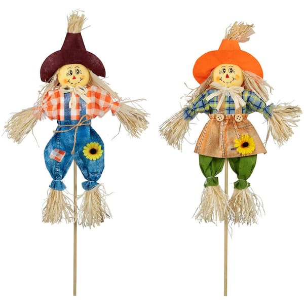 Boy and Girl Fall Harvest Scarecrow Crafting Picks - 18 in. -(Set of 2)