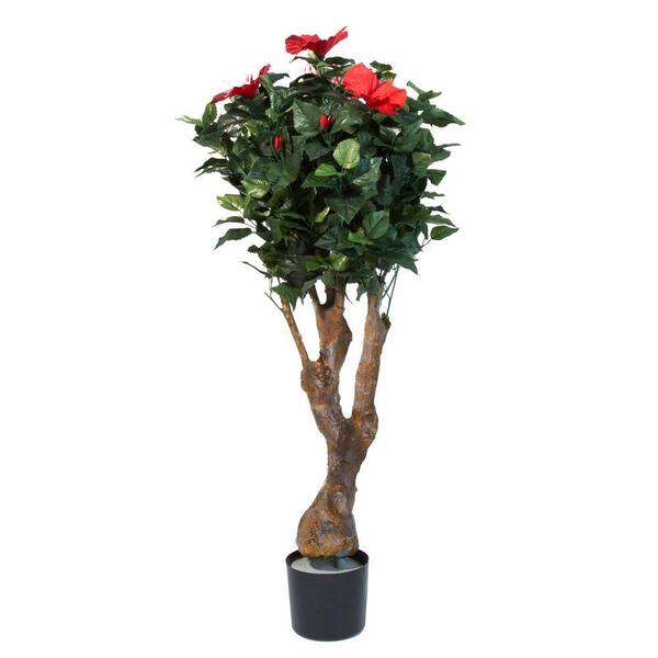 Pure Garden 48 in. Artificial Hibiscus Tree with Flowers 5010018 The