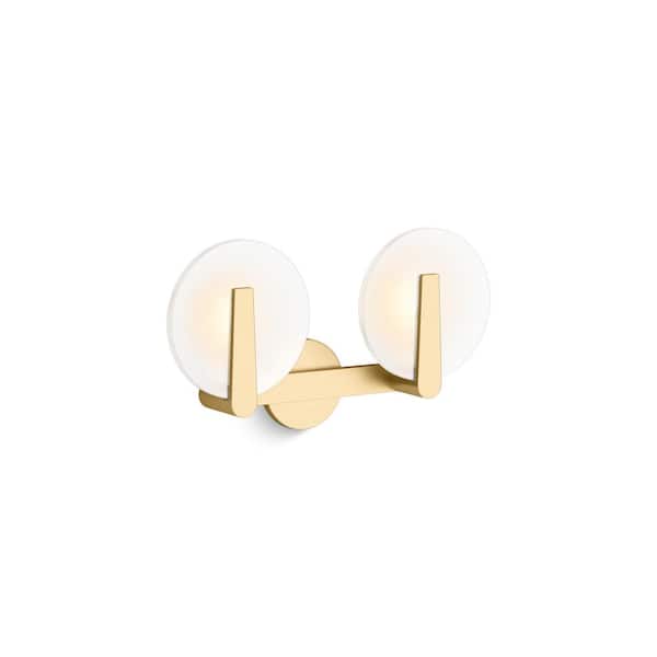KOHLER Parohn 16 in. 2-Light Brushed Moderne Brass Flush Mount Light