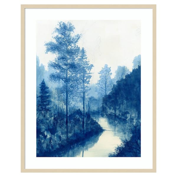 Amanti Art Liberty Blue Landscape II by Michael Willett 33 in. W x 41 in. H. Wood Framed Wall Art Print Framed in Brown