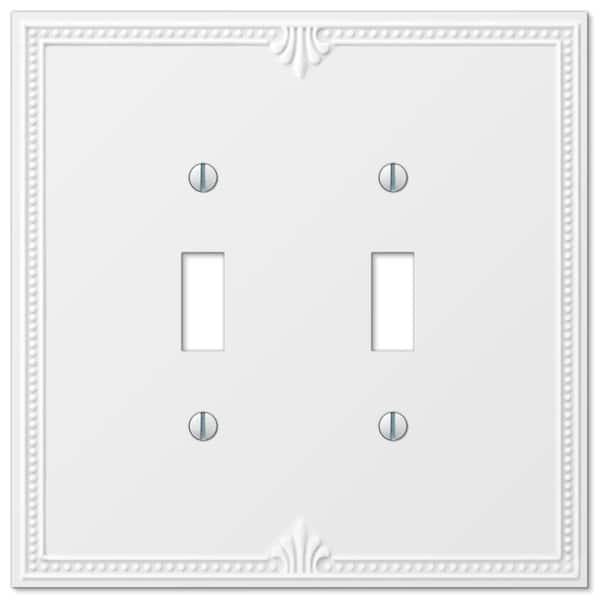 AMERELLE Richmond 2 Gang Toggle Composite Wall Plate - White