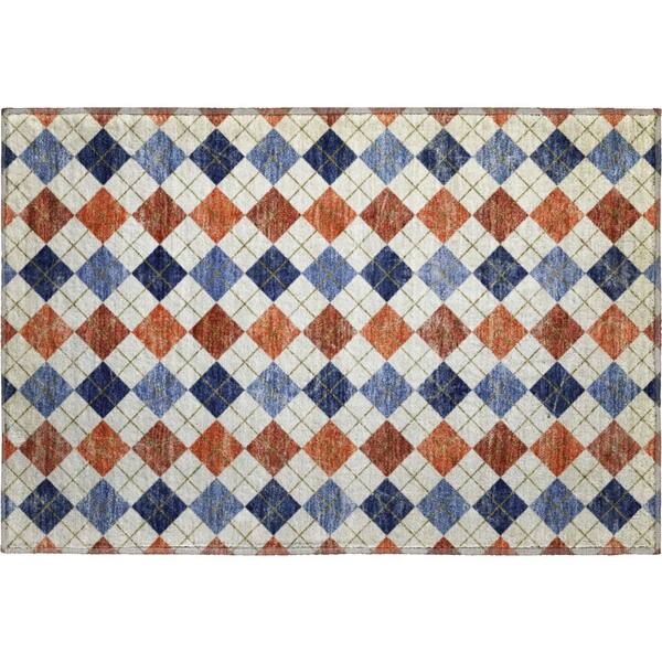 Mayfield Premium Machine Washable Abstract AMF2237 Orange 2 ft. x 3 ft. Accent Rug