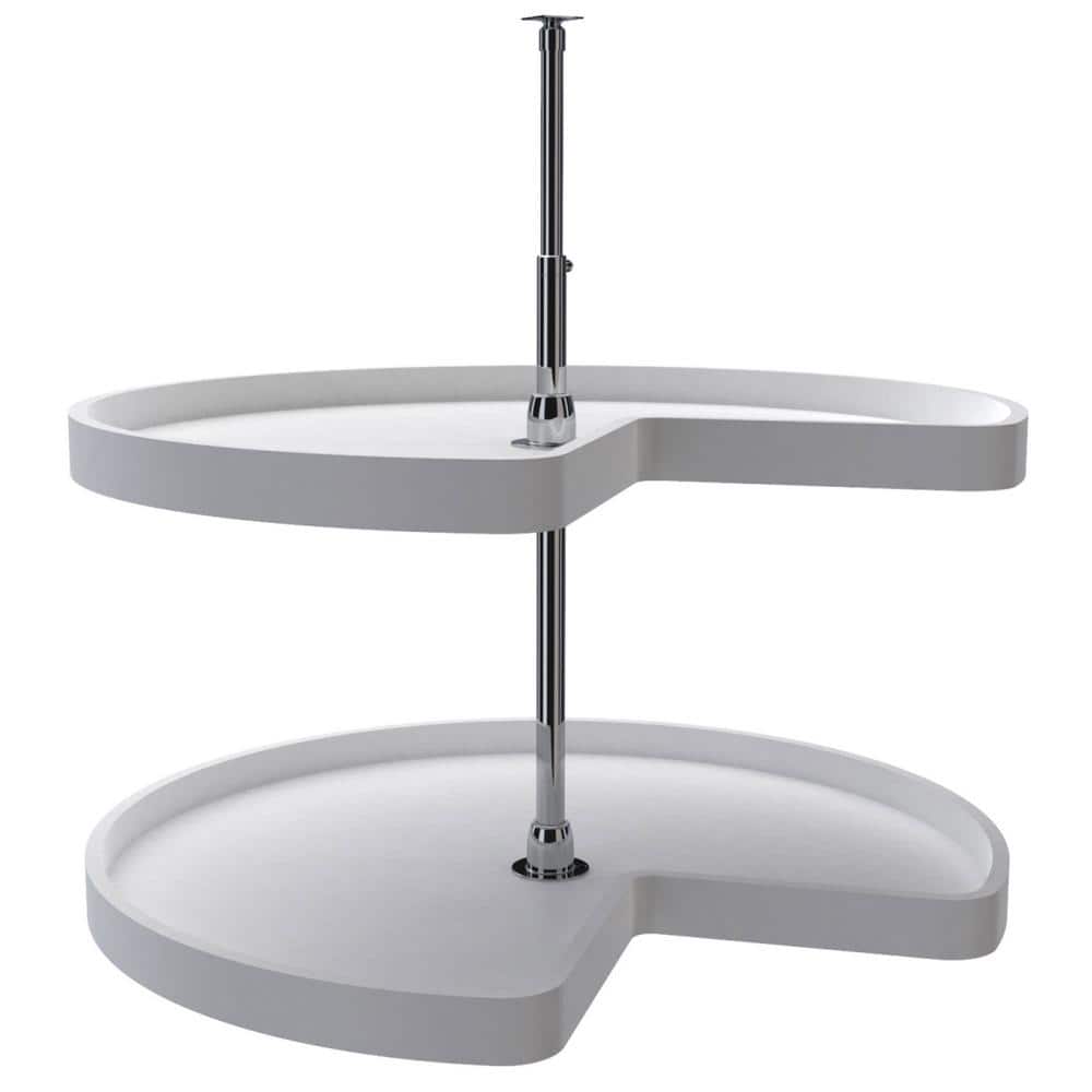 Rev-A-Shelf 2-Shelf White 32 in. Kidney Lazy Susan Corner Wall