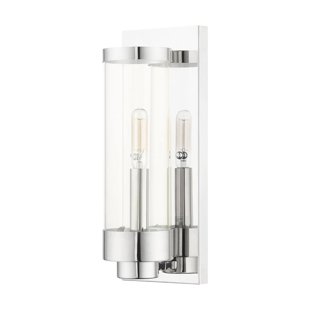 Polished Chrome Clear Glass Outdoor Wall Lantern
