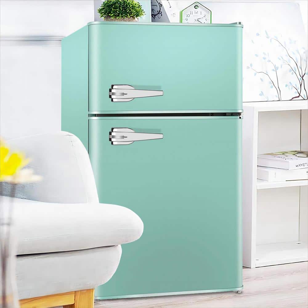 Mint Green Compact Retro 3.2 Cu. Ft. Mini Refrigerator with Freezer