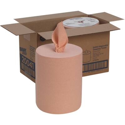 D400 Orange Disposable Cleaning Center Pull Paper Towels (200 Sheets per Roll 2-Rolls per Carton)