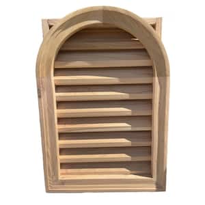 16 in. x 24 in. Arch Top Wood Built-in Screen Gable Louver Vent W/ Brickmould trim