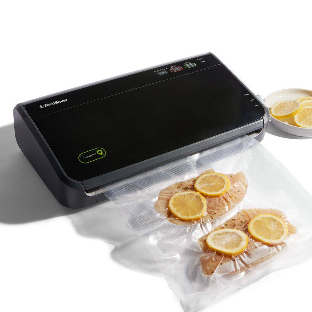 Black Stainless Steel 2-in-1 Food Vacuum Sealer with Bag Cutter