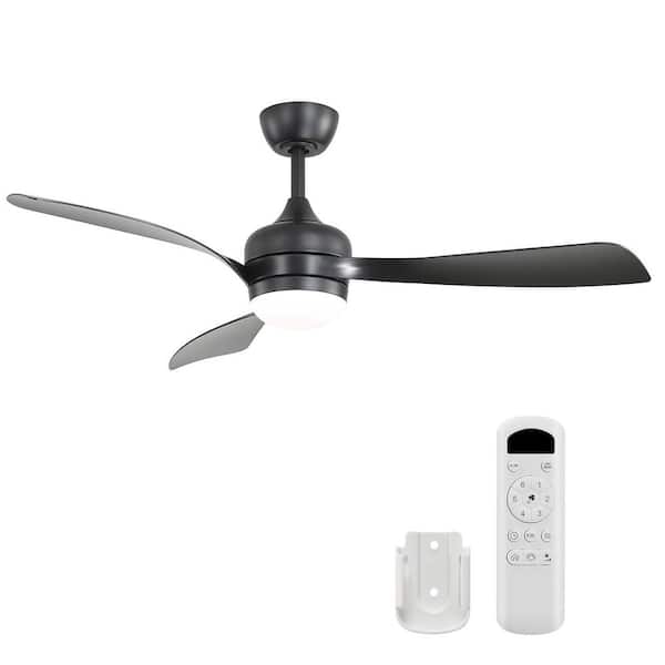 52 in. Black Downrod Mount Standard Ceiling Fan with LED Dimmable and Remote Included
