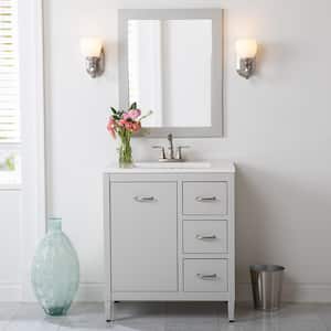 Marrett 30 in. W x 19 in. D x 35 in. H Single Sink Freestanding Bath Vanity in Light Gray with White Cultured Marble Top